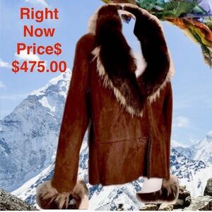 Gorgeous Shearling Lambskin with Fox Fur & Coyote Trim shearling lining